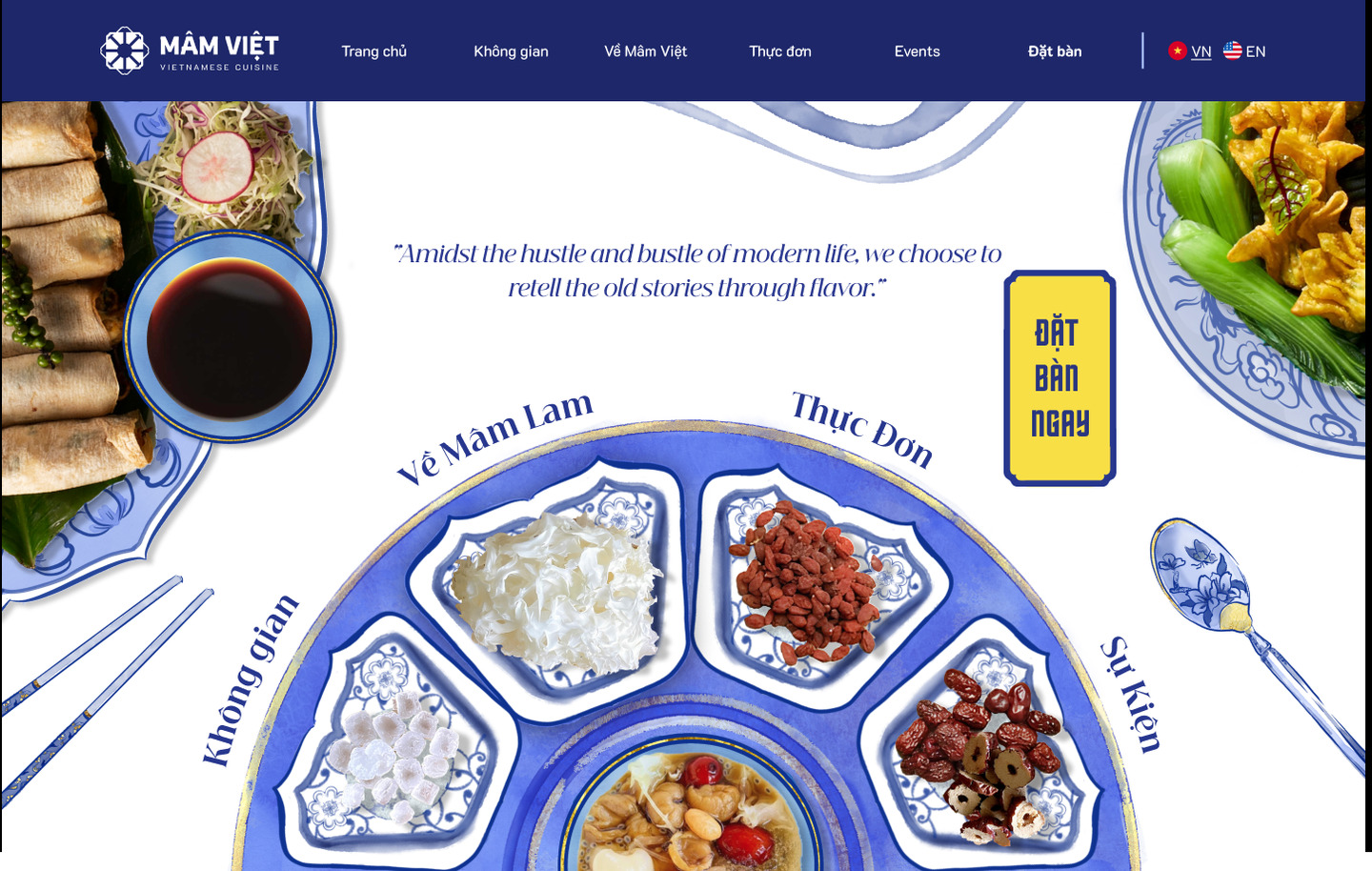 Mâm Việt restaurant website designed by TL Studio